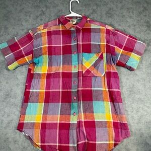 Vintage Byer California Plaid Button Shirt USA Cotton Women’s M Colorful